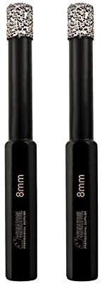 DIATOOL Seco Brocas de Diamante con Vástago Hexagonal para Mármol de Granito Azulejo de Cerámica Diámetro 8mm Paquete de 2