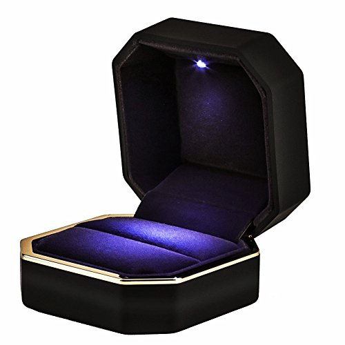 Ringschachtel Hochzeit, LED-Licht Ringschachtel Verlobung Ringe Samt Schmuck Etui Ring Schachtel Ehering Chmuckschatullen Geschenkbox Schmuckkästen für Verlobungsring Valentinstag Ring Box