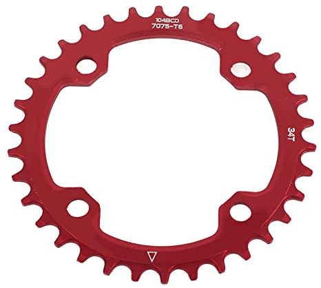 Fahrrad Kettenblatt, 32/34/36 / 38T BCD 104 Mountainbike Single Speed Kettenblatt Geeignet für die Meisten Fahrrad Rennrad Mountainbike (34T-Rot)