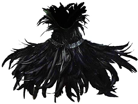 keland Gothic Feder Umhang Capelet Schultertuch Schulterumhang mit Choker Kragen Halloween Cosplay Kostüm (Schwarz 1)