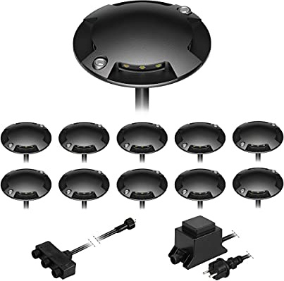 ledscom.de LED Boden-Aufbau-Leuchte Bunda, 4-flammig, schwarz für außen, befahrbar, warm-weiß, 11er Set