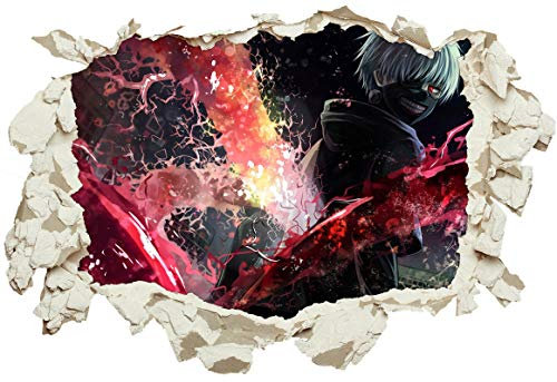 Unified Distribution Tokyo Ghoul Kaneki - Wandtattoo mit 3D Effekt, Aufkleber für Wände und Türen Größe: 92x61 cm, Stil: Durchbruch