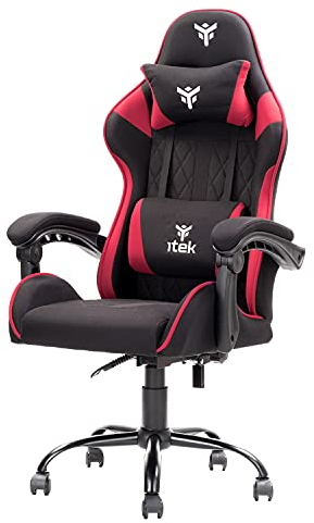 Itek Gaming Chair Rhombus FF10, Tejido, Negro Y Rojo, Normale