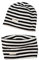 LACOFIA Baby Jungen Mädchen Beanie Mütze und Loop Schal Set Kinder Weiche 100% Baumwolle Strickmützen Kleinkind Hut und Kragen Schals Schwarzer Streifen 3-7 Jahre