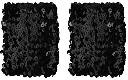 YiZYiF 1 Paar Damen Pailletten Handschuhe Fingerlos Glänzend Armstulpen Stulpenhandschuhe Party Rave Festival Nachtclub Zubehör Schwarz Einheitsgröße