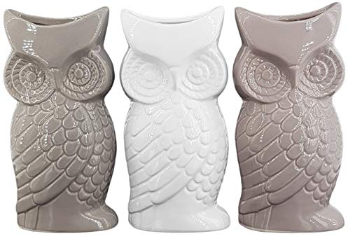 Hochwertige Luftbefeuchter 3-teiliges Set - 170ml - für Heizung aus Dolomite - glänzend glasiert - Wasserverdunster Verdamper verdunster Klima - Eule - Mix