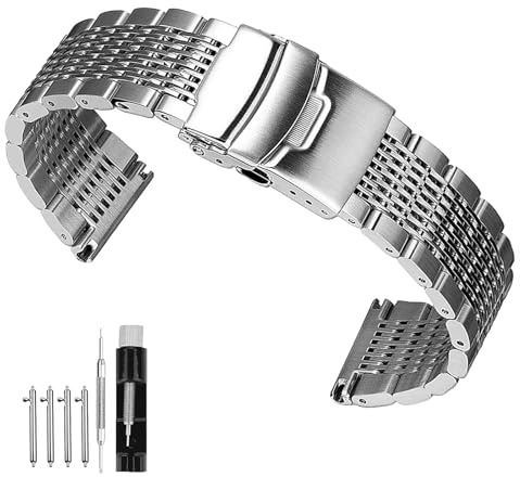SINAIKE Uhrenarmband 18mm 20mm 22mm 24mm Solid Edelstahl Mesh Armband für Männer Frauen Gebürstet Mittlere Polierte Metall Uhrenarmbänder