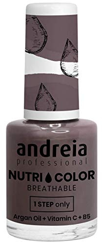 Andreia Professional NutriColor Breathable Nail Polish - Vegan and Cruelty-Free DIY Nail Art Nail Polish with Long Lasting Gloss Finish Colour NC25 Dark Grey 10.5ml
