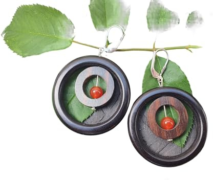 Holz-Karneol-Silber Ohrringe*Herbst Kollektion*925er Silber