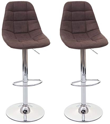 Mendler 2er-Set Barhocker HWC-A67, Barstuhl Tresenhocker, MVG-Zertifiziert - Vintage Dunkelbraun, Textil