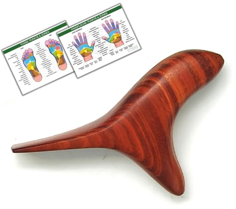 Massageholz Dreispitz Vogel Birdy als Massagehilfe mit 2 DIN A4 Plakaten zur Selbst-Massage relevanter Zonen & Triggerpunkte aus Echt-Holz