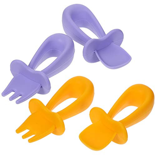 2 Juegos Cuchara Tenedor De Silicona Para Bebés Cuchara Tenedor Para Niños Vajilla Para Niños Vajilla De Bebe Niño Pequeño Suministros De Alimentacion Gel De Sílice Alimentar