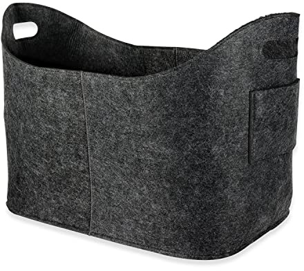 Schramm® Kaminholztasche grau aus Filz Holzkorb ca. 53 x 40x 30 cm wählbar 1, 2 oder 3 Stück Filzkorb Zeitungskorb Filztaschen, Größe:1 Stück