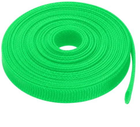 Heyiarbeit Gaine de câble extensible en PET flexible en maille tressée Vert fluo 8 mm 10 m
