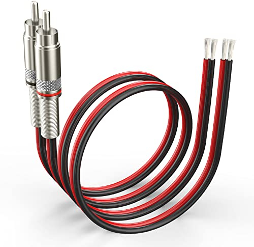 Pixelman 14AWG 1.2ft Red/Black RCA to Speaker Wire Adapter, Heavy 14 Gauge Speaker Cord with RCA Jacks, Cable for Amplifier, TV, Subwoofer