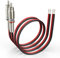 Pixelman 14AWG 1.2ft Red/Black RCA to Speaker Wire Adapter, Heavy 14 Gauge Speaker Cord with RCA Jacks, Cable for Amplifier, TV, Subwoofer