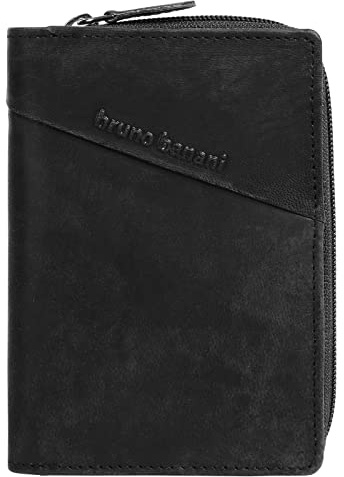bruno banani Geldbörse Echt Leder Damen | Rindleder Brieftasche, Herren Geldbeutel, Herrenbörse mit Druckknopf, 9 Kartenfächer, Münzfach, Reißverschluss | 021338
