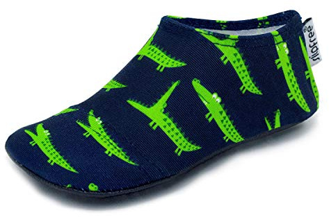 Slipfree Non-Slip Shoes for Girls and Boys. Light, Soft and Comfortable, Unisex Kids Beach Water Shoes with Protective Sole, Ideal for Holiday, Sports and Home. Gator, Age 5-6 Years Old