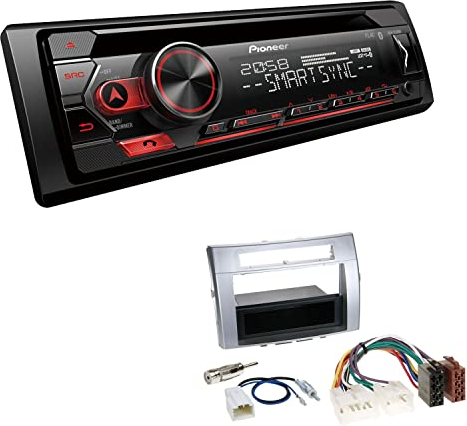 Pioneer DEH-S320BT 1-DIN Autoradio Bluetooth CD-Tuner USB Spotify inkl. Einbauset passend für Toyota Corolla Verso 2004-2009 Silber