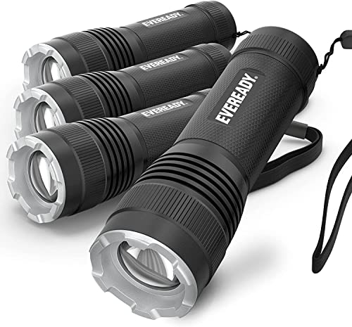 Eveready Linterna LED, linterna superbrillante, ideal para emerg, color negro (paquete de 4)