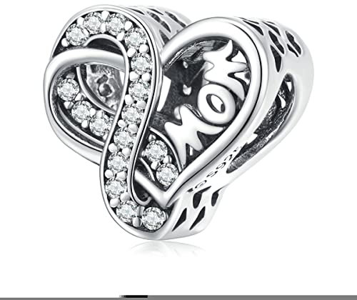 Mom Charms Anhänger für Pandora Armbänder,925 Sterling Silber Herz Zirkonia Bead Charm,Schmuck Geschenk für Frauen Mädchen