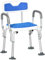 HOMCOM Tabouret de Douche Chaise de Douche Ergonomique Hauteur réglable Pieds antidérapants Charge Max. 136 Kg alu HDPE Blanc et Bleu