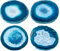 Lot de 4 dessous de verre en agate naturelle pour décoration de table basse, 8,9 à 10,2 cm, pierre cristalline, tranches d'agate, porte-gobelets pour maison, bureau, pendaison de crémaillère (bleu)