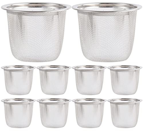 HEMOTON Infusore per tè E caffè in Acciaio Inossidabile 10 Pezzi Filtro per Teiera Sostituzione tè più Ripido Imbuto per tè A Maglia Fine Produttori di caffè Filtro per Teiere Tazze Tazze