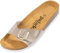 Palado Pantoletten Damen Malta Metallic – gefertigt in Spanien – weiche Veloursleder-Decksohle – robuste EVA-Sohle – edles Metallic-Design Beige/Weiß UK6 - EU39