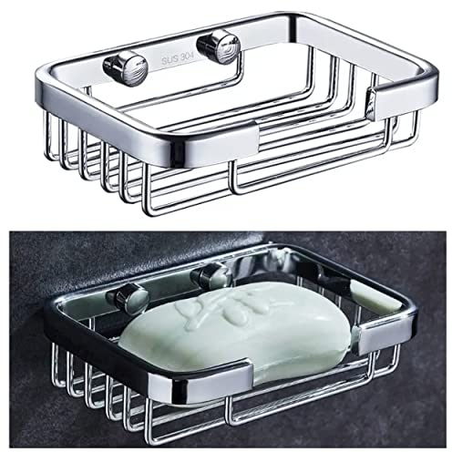 Shower Soap Dish Holder - Stainless Steel Screw Wall Mounted Wire Basket for Soap, by unel