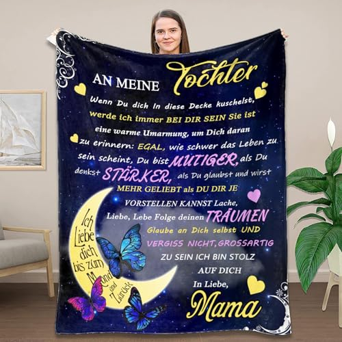 Kuscheldecke Flauschige an unsere Tochter von Eltern, Mama und Papa zu Tochter Kuscheldecke Flauschige Geschenk, Positiv Ermutigen Sie Ihre Tochter zur Liebe Geeignet Für Sofa Reisen(150×200cm)