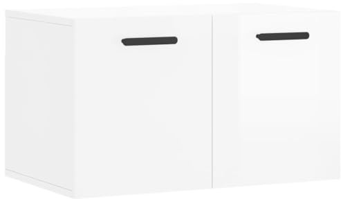 vidaXL Wandschrank, Hängeschrank mit viel Stauraum, Wandmontage Badschrank Medizinschrank, Aufbewahrungsschrank für Wohnzimmer, Hochglanz Weiß Holzwerkstoff