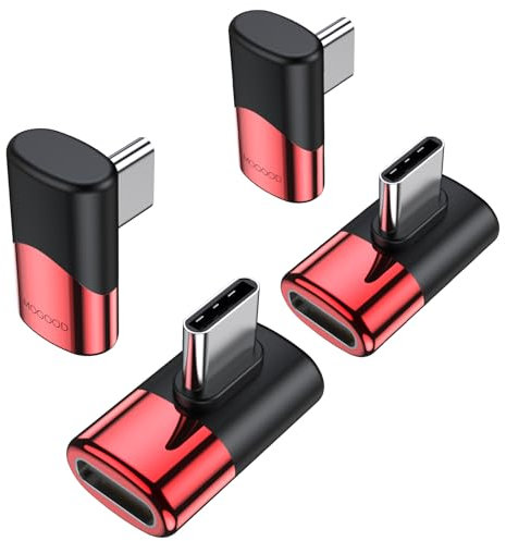 MOGOOD 90 Grad USB C Recht Winkel Adapter USB C Stecker zu C Buchse Extender USB Typ C Thunderbolt Extender für MacBook Pro, iMac, iPad Pro,Tablet,Telefone,Nintendo Switch,und andere Typ C Geräte