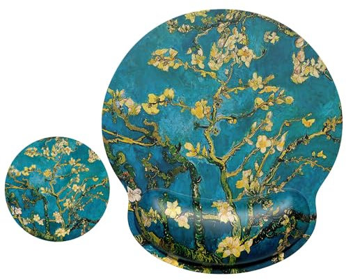 ITNRSIIET Tapis de souris ergonomique avec repose-poignet - Surface lisse - Base en caoutchouc antidérapante - Fournitures de bureau confortables - Soulage la douleur - 24,9 x 23,1 cm - Fleur