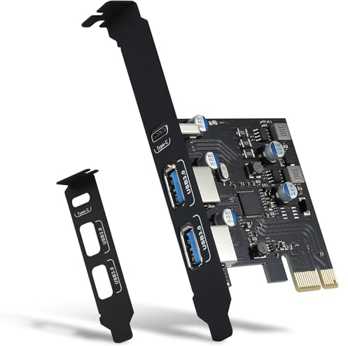 USB PCIE Karte Power Delivery, PCI Express 3 Port (Typ C, 2 x Typ A) PCIe USB 3.0 Schnelllade Karte Expansion Card mit Low Profile Bracket für Desktop PC Windows XP/7/8/10 and Mac OS