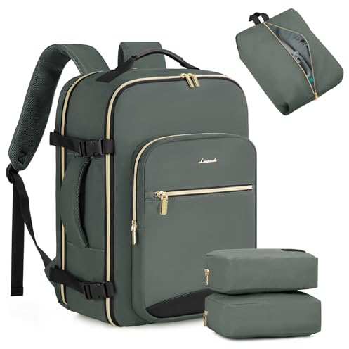 LOVEVOOK Handgepäck Rucksack Flugzeug, 40L Groß Reiserucksack Damen Kofferrucksack, Wasserdicht Reisetasche für 17 Zoll Laptop, Travel Backpack für Reise Geschäftsreise Business Wandern Weekend