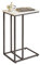 Aibiju Beistelltisch C Form, Beistelltische Wohnzimmertisch mit Metallgestell für Wohnzimmer, Schlafzimmer, kleine Räume, Weißes Marmormuster Holzbretter und schwarzer Metallrahmen,YD-TM051B