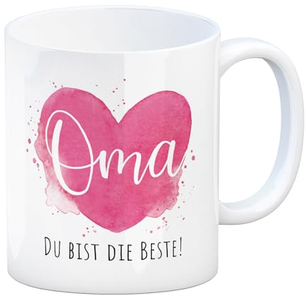 Beste Oma Kaffeebecher mit Spruch Oma Du bist die Beste Herzvolle Tasse für Großmutter Liebe und Glück mit weltbester Oma Pink