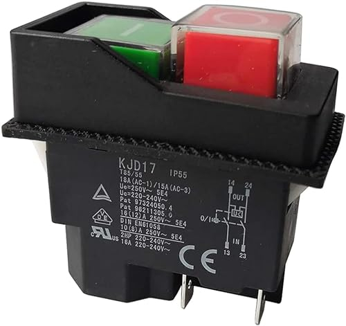 Jevina Interruptor electromagnético para herramientas de jardín KJD17 220 V terminales