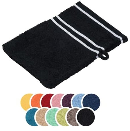 liebling Waschhandschuh Baumwolle, Serie Santos, 500 gr. / m², 16 x 21 cm, Ökotex, 60 Grad, saugstark, schnelltrocknend, Farbe: schwarz