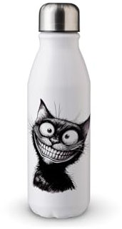 MAXIKIWI - Bouteille d'eau à paroi unique avec bouchon à vis, aluminium léger non isolé, sans BPA, anti-fuite - Thème chats noirs amusants 3-500 ml