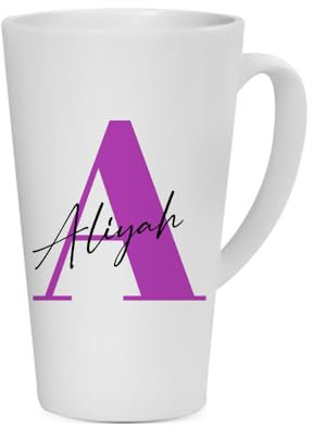 Getagift Personalised Initial with Name, Alphabet Marble Theme, Coffee Mug, Latte Mug. (17 oz)