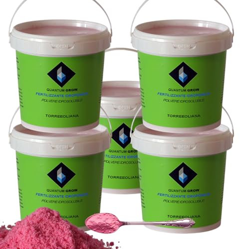 Fertilizzante in polvere altamente concentrato. Idrosolubile, metodo semplice e efficace per coltivazioni idroponiche e vaso. - CONFEZIONE DA 5 KG. POLVERE - Quantum Grow 20.20.20 + ME -