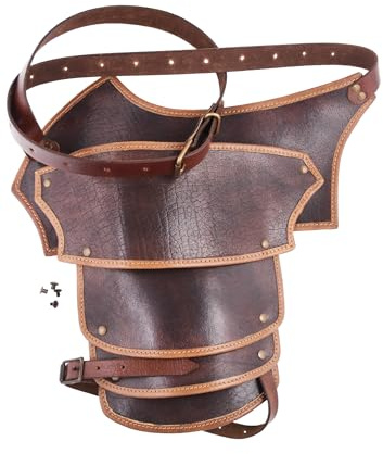 Battle-Merchant Leder Schulterschutz Arnulf, Braun | Schulterrüstung, LARP, Fantasy Cosplay, Rüstung, Lederrüstung
