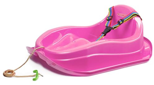 Tymar Schlitten Baby ab 1 Jahr, babyschlitten, Kinder Schlitten mit Sicherheitsgurt (Rosa)