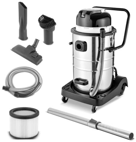 STAHLWERK Staubsauger VC-1400 ST mit 1.400 W Leistung und 60 l Edelstahlbehälter Nass- und Trockensauger mit Blasfunktion | Industriesauger | Wassersauger | Bodensauger | Allzwecksauger