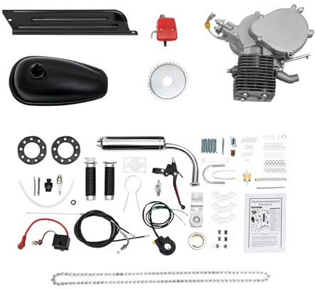 ROMYIX 100ccm Fahrrad Motor Bausatz, 2-Takt-Fahrrad-Benzin-Motor-Bausatz DIY motorisiertes Fahrrad Einzylinder luftgekühlt, 44 Zähne, 45km/28mi/h