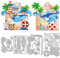 GLOBLELAND Strand Leuchtturm Papierpräge Stanzschablonen Set Sommer Umschlag Handwerk Stanzmaschine Schablonen Fische Leuchtturm Metall Stanzschablone Set für Kartenherstellung Papier Handgefertigtes