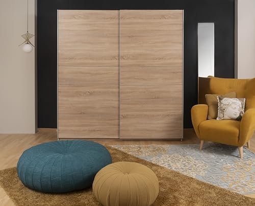 Homely | Armario de Puertas correderas Winter 170 | Acabado Laminado sintético Color Roble cámbrian con Franja Central Reversible en Blanco o Roble | Medidas 170x62. Altura 210 cm. | Diseño Funcional