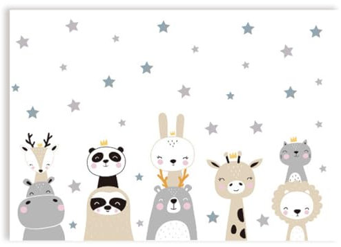 THXFUNAREA Animales de la Jungla Pegatinas de Pared Safari Animales Adhesivos Vinilos Boho Gris Bosque Jirafa León Decorativos Pared para Bebé Habitación Cuarto de Jugar Guardería Infantiles